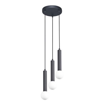 ITALUX - Suspension sur câble FILANO 3xG9/5W/230V noire