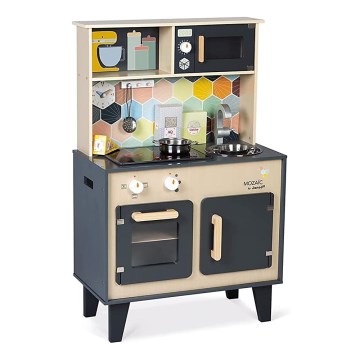 Janod - Houten keukentje met LED kookplaat MOZAIC 2xLR6