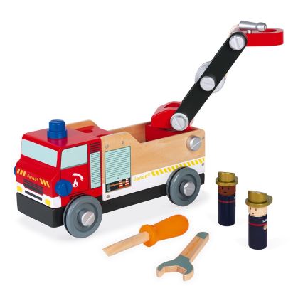 Janod - Jeu de construction en bois BRICOKIDS camion de pompier