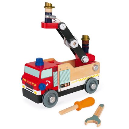 Janod - Jeu de construction en bois BRICOKIDS camion de pompier