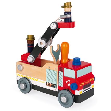 Janod - Jeu de construction en bois BRICOKIDS camion de pompier