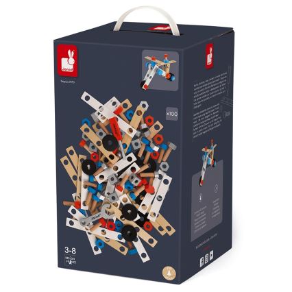 Janod - Jeu de construction en bois BRICOKIDS moyens de transport