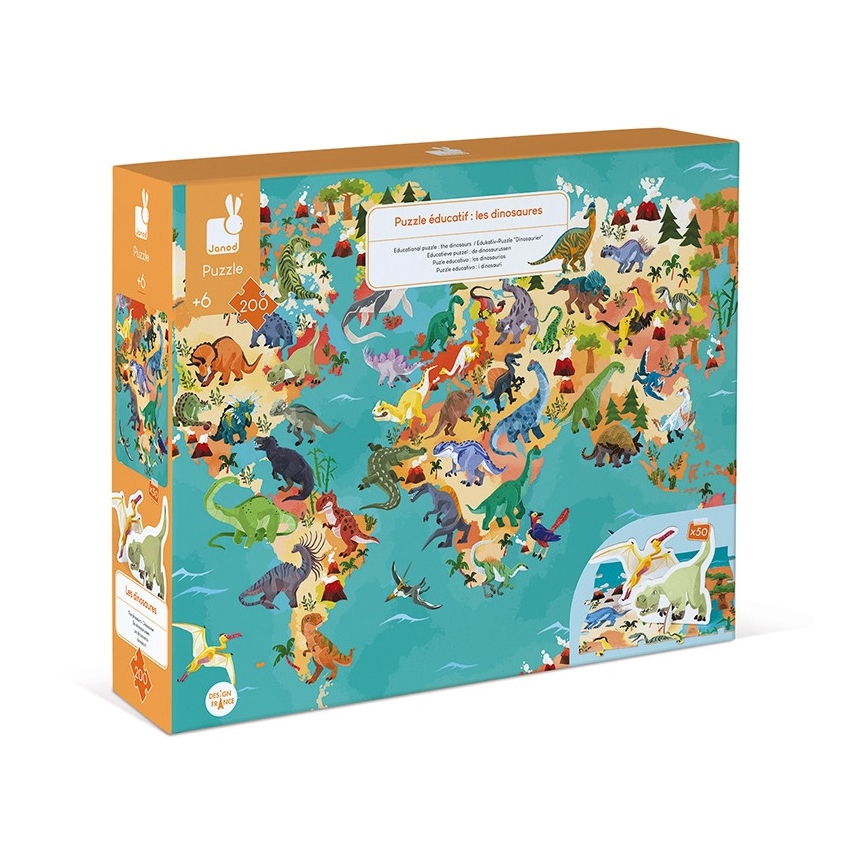 Janod - Puzzle éducatif pour enfant 200 pcs dinosaures