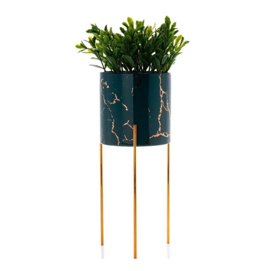 Jardinière NILA 28x11 cm verte/dorée