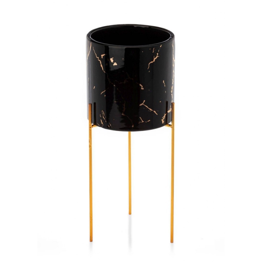 Jardinière NILA 32,5x13 cm noire/dorée