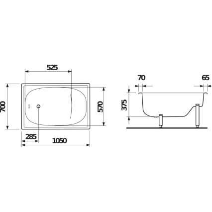 JIKA H2340000000001 - Baignoire assise RIGA 105x70 acier/blanc