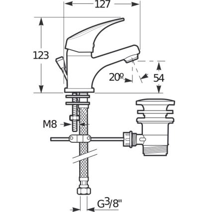 JIKA H3111N10041111 - Wastafelmengkraan met overloop en afvoer TALAS 12,3 cm glanzend chroom