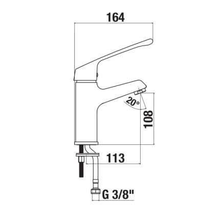 JIKA H3111W10045101 - Wastafelkraan met medische hendel CUBE 16,4 cm glanzend chroom