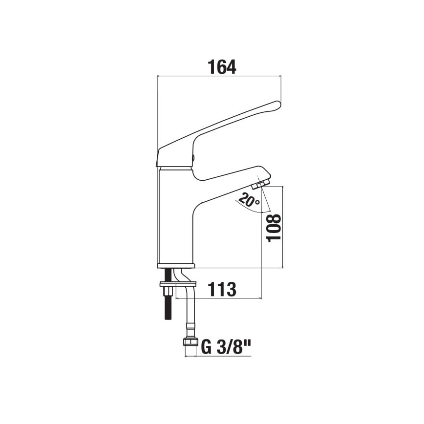 JIKA H3111W10045101 - Wastafelkraan met medische hendel CUBE 16,4 cm glanzend chroom
