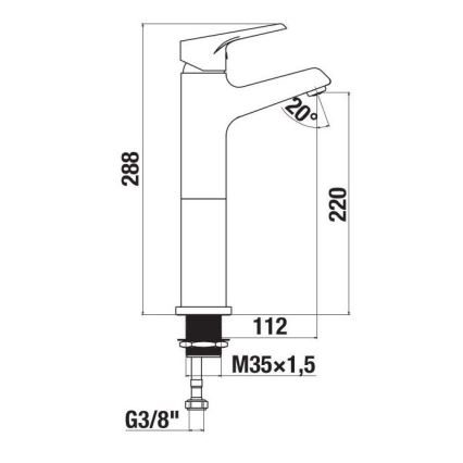 JIKA H3111W80041201 - Kraan voor wastafel CUBE 28,8 cm glanzend chroom
