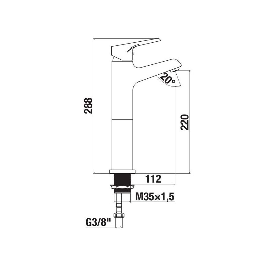 JIKA H3111W80041201 - Kraan voor wastafel CUBE 28,8 cm glanzend chroom
