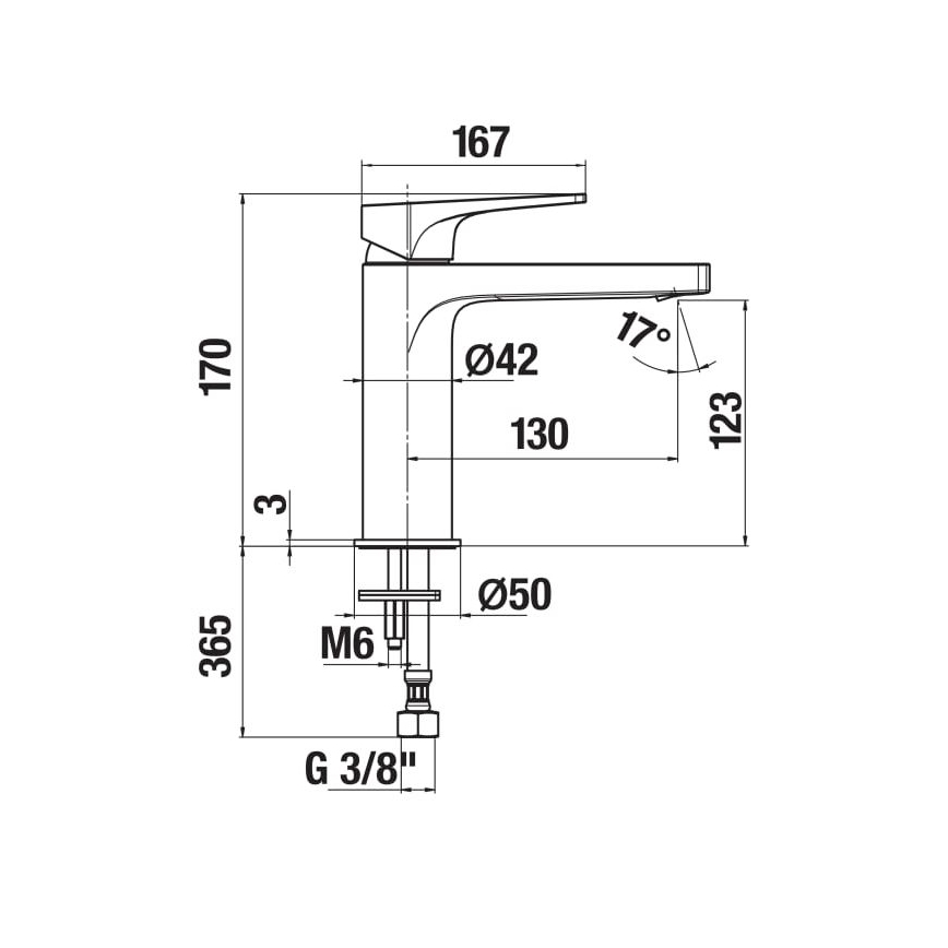 JIKA H3111X10041201 - Kraan voor wastafel CUBITO 17 cm glanzend chroom