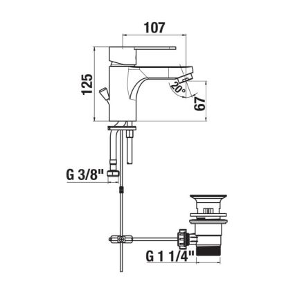 JIKA H3111Z10041111 - Kraan voor wastafel + afval met overloop LYRA 12,5 cm glanzend chroom