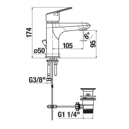 JIKA H3112E10041111 - Robinet de lavabo + bonde sans trop plein TALAS 17,4 cm chrome brillant
