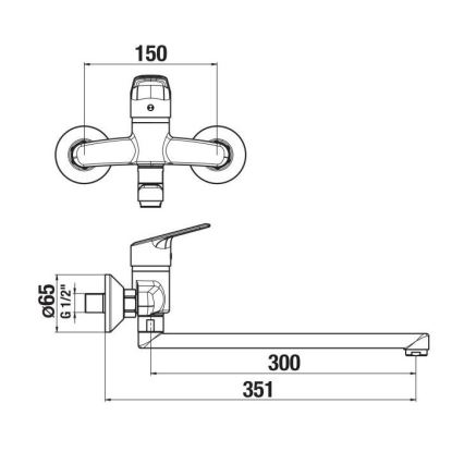 JIKA H3112E70042401 - Kraan voor wastafel TALAS 15x35,1 cm glanzend chroom