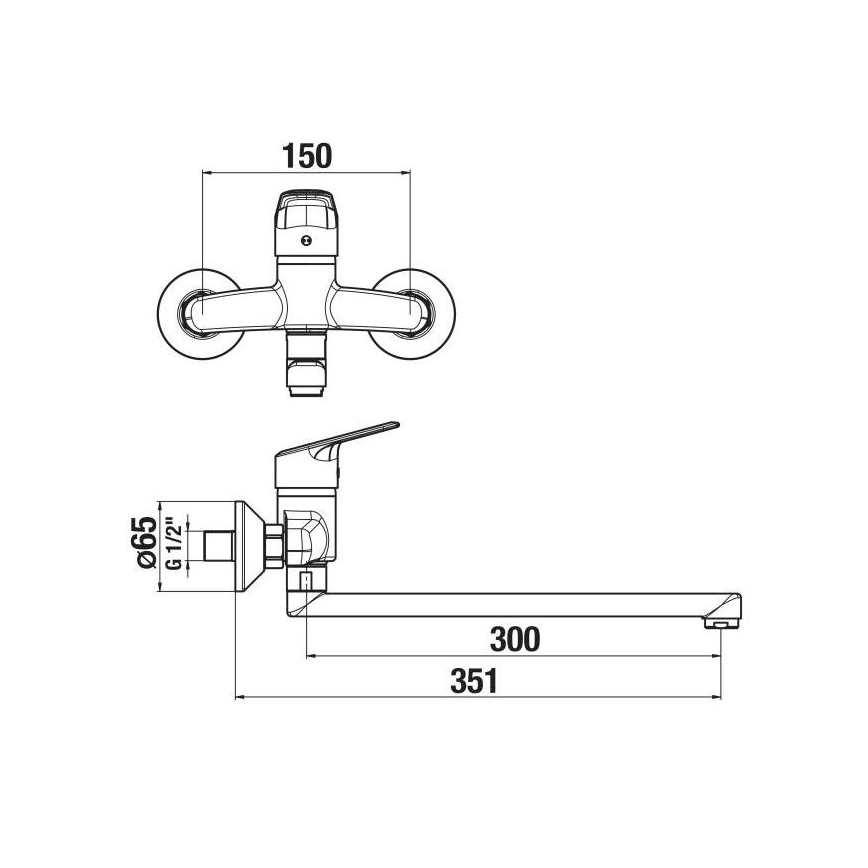 JIKA H3112E70042401 - Wastafelmengkraan TALAS 15x35,1 cm glanzend chroom