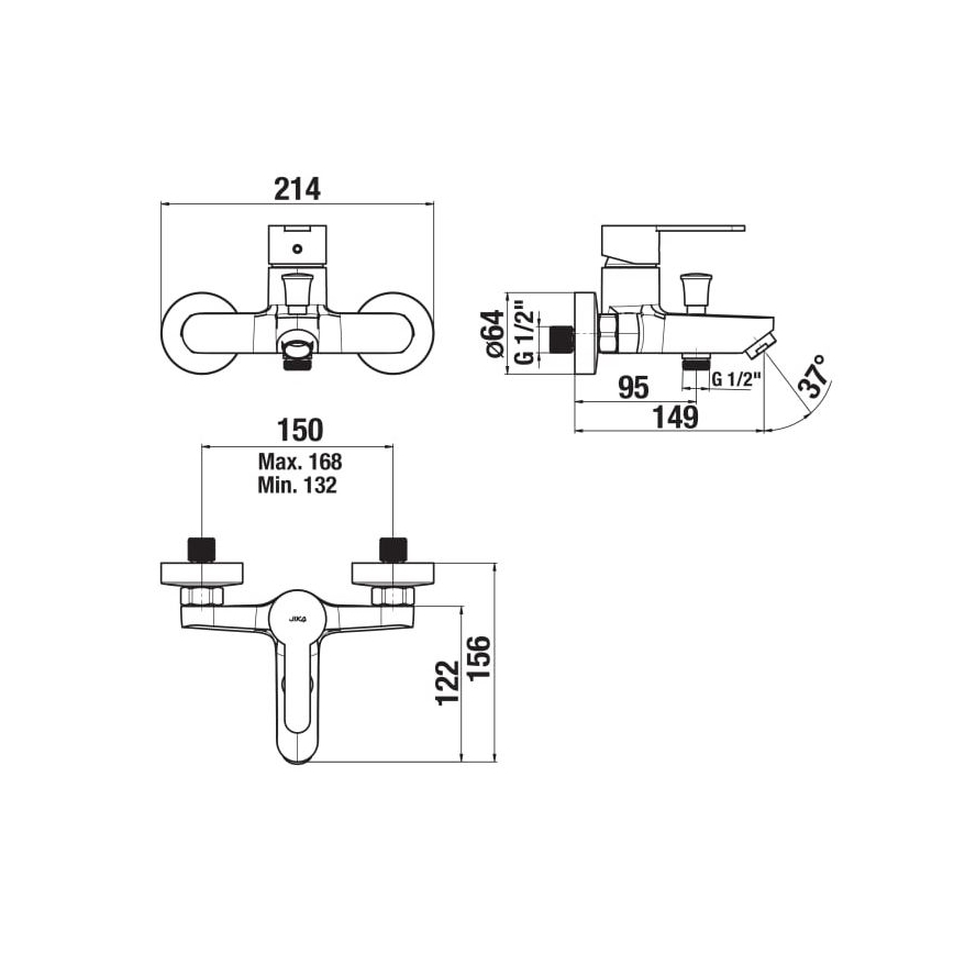 JIKA H3211Z70044001 - Mitigeur de baignoire LYRA chrome brillant