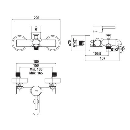 JIKA H3212F70044001 - Badkraan MIO glanzend chroom