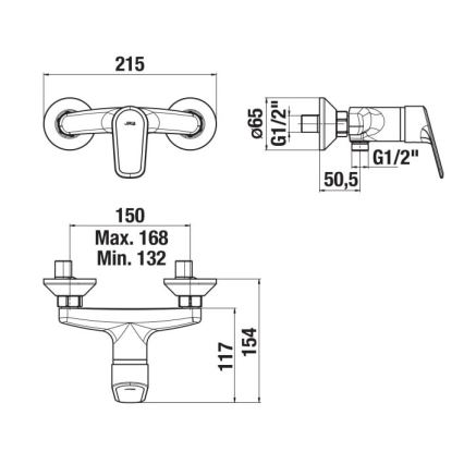 JIKA H3312E70044001 - Robinet de douche TALAS chrome brillant