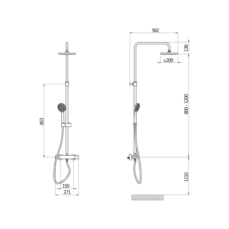 JIKA H3337170045711 - Ensemble de douche avec robinet thermostatique MIO chrome brillant