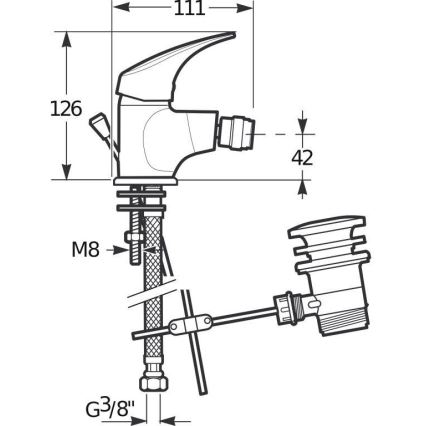 JIKA H3411N10041111 - Bidet kraan + afval zonder overloop TALAS 12,6 cm glanzend chroom