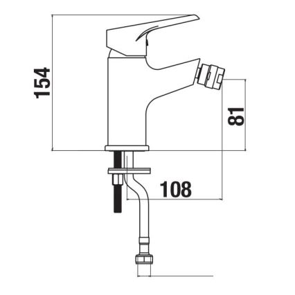 JIKA H3411W10041101 - Bidet kraan CUBE 15,4 cm glanzend chroom