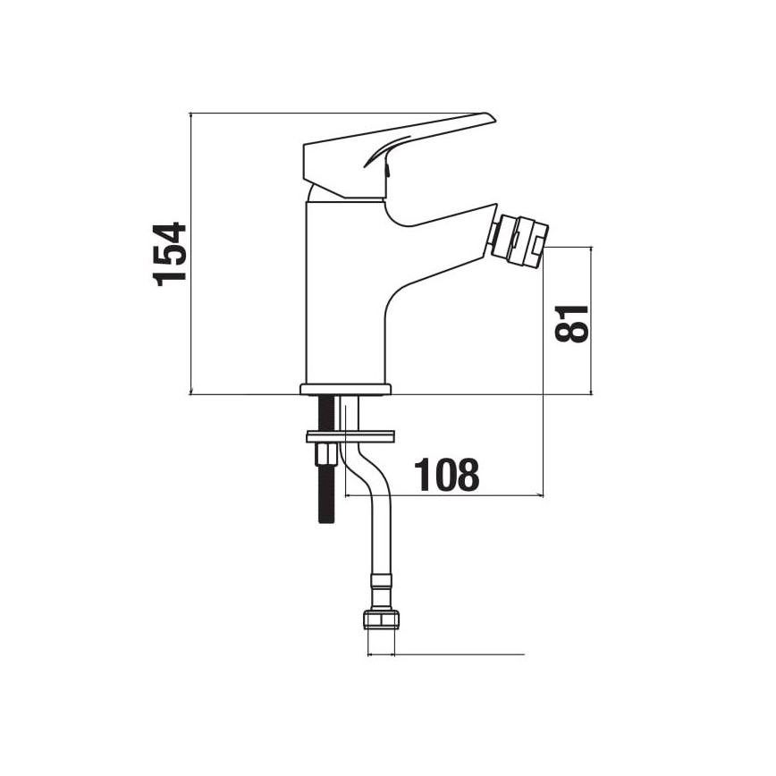 JIKA H3411W10041101 - Bidet kraan CUBE 15,4 cm glanzend chroom