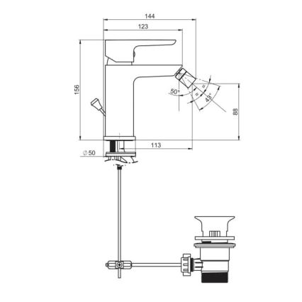 JIKA H3412H10041101 - Bidet kraan PONTA 15,6 cm glanzend chroom