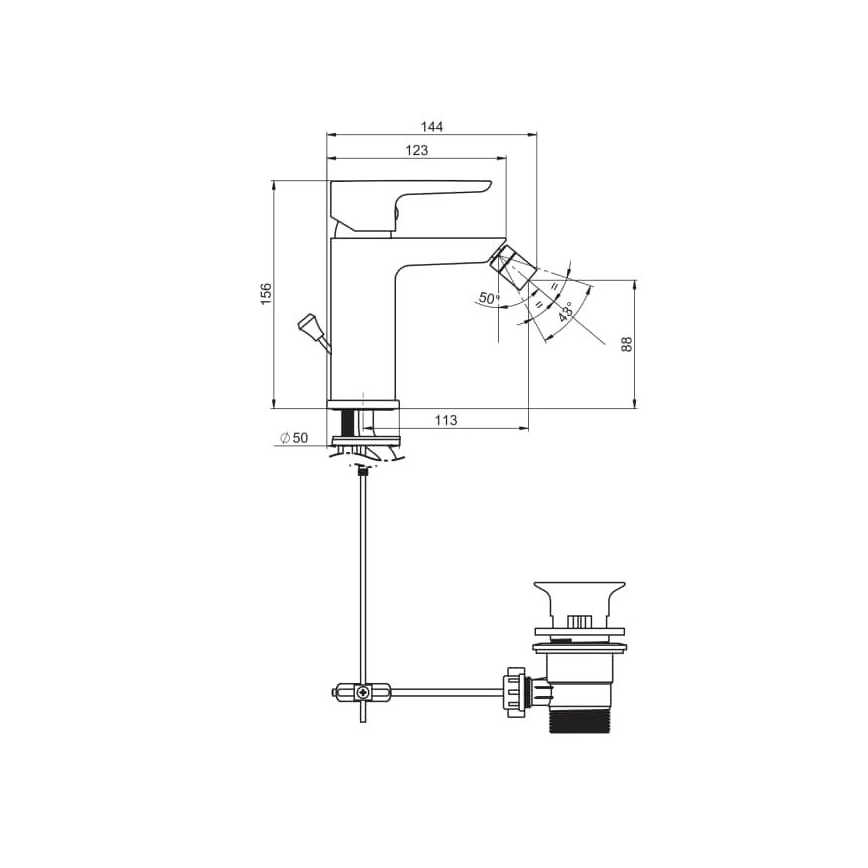 JIKA H3412H10041101 - Bidet kraan PONTA 15,6 cm glanzend chroom
