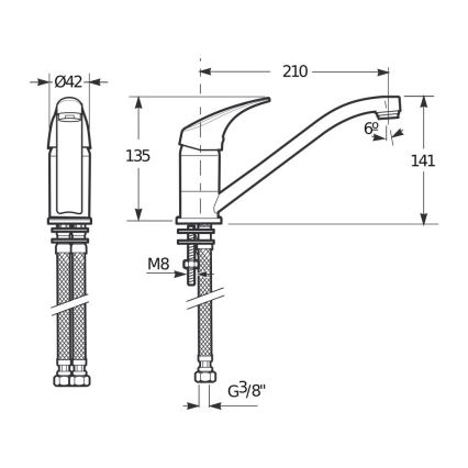 JIKA H3511N10042301 - Keukenkraan TALAS 13,5 cm glanzend chroom