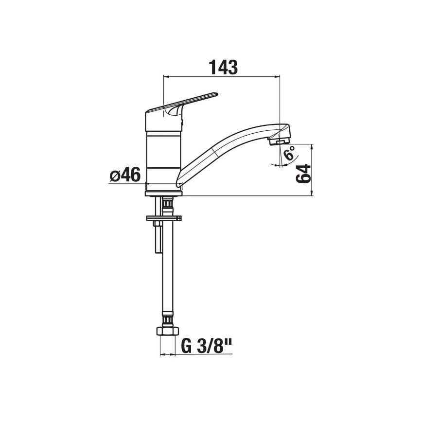 JIKA H3512E10042201 - Keukenkraan LYRA 14,3 cm glanzend chroom