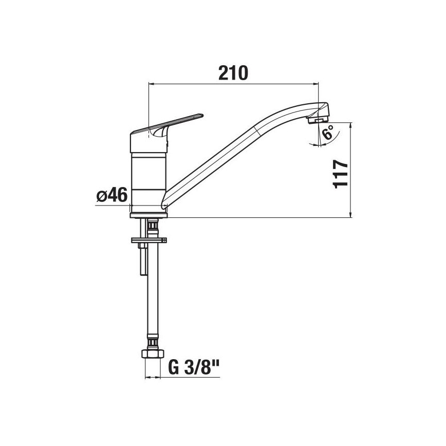 JIKA H3512E10042301 - Robinet d'évier LYRA 21 cm chrome brillant