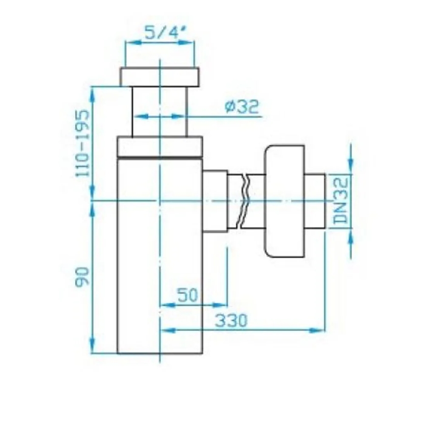 JIKA H3747300040001 - Vierkante wastafelsifon CUBITO glanzend chroom