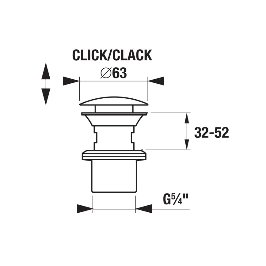 JIKA H3917100040001 - Wastafelafvoer CLICK-CLACK Ø 6,3 cm glanzend chroom