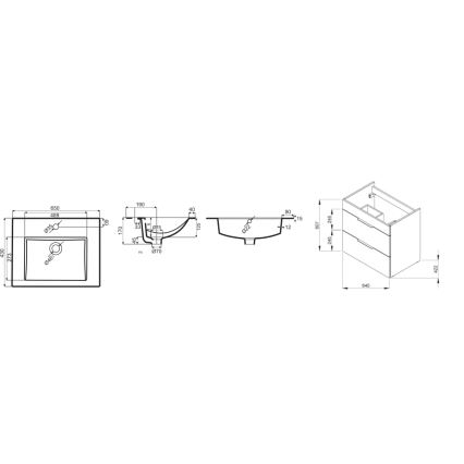 JIKA H4536021763521 - Badmeubel met wastafel CUBE 60,7x65 cm zwart