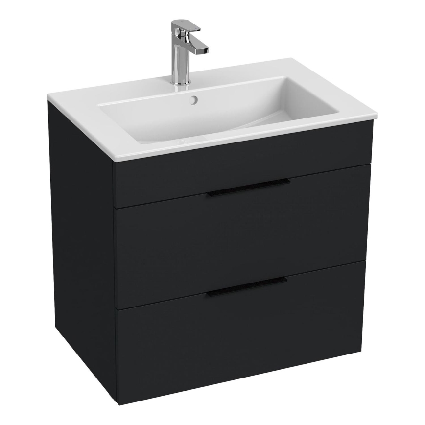 JIKA H4536021763521 - Meuble de salle de bains avec lavabo CUBE 60,7x65 cm noir