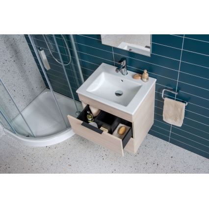 JIKA H4536021765141 - Badmeubel met wastafel CUBE 60,7x65 cm in essenhout