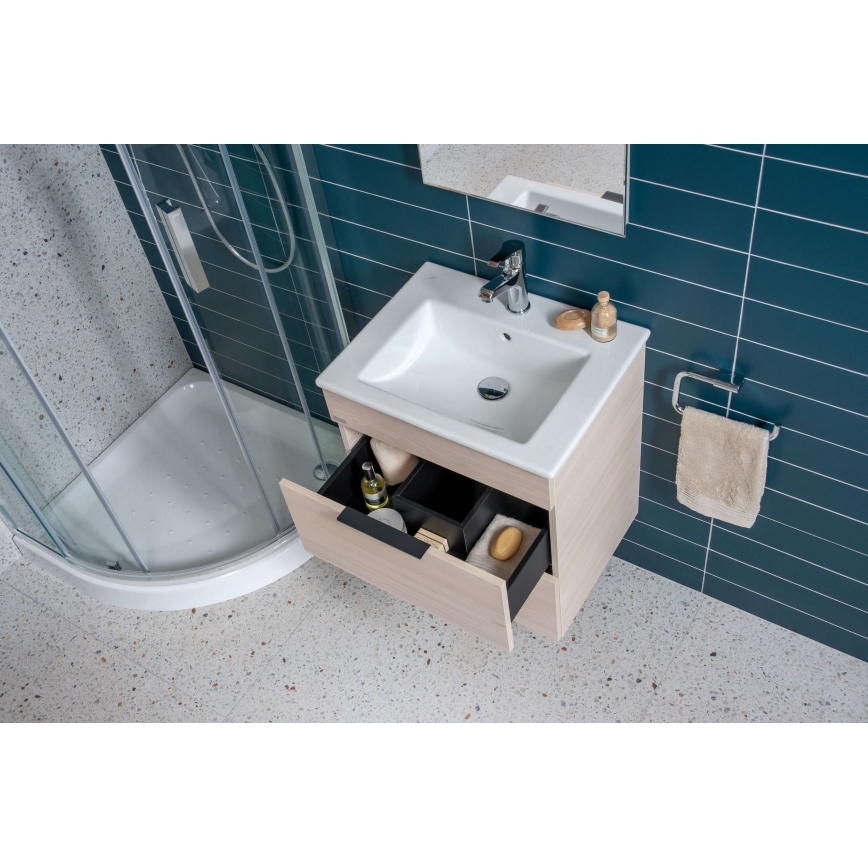 JIKA H4536021765141 - Badmeubel met wastafel CUBE 60,7x65 cm in essenhout