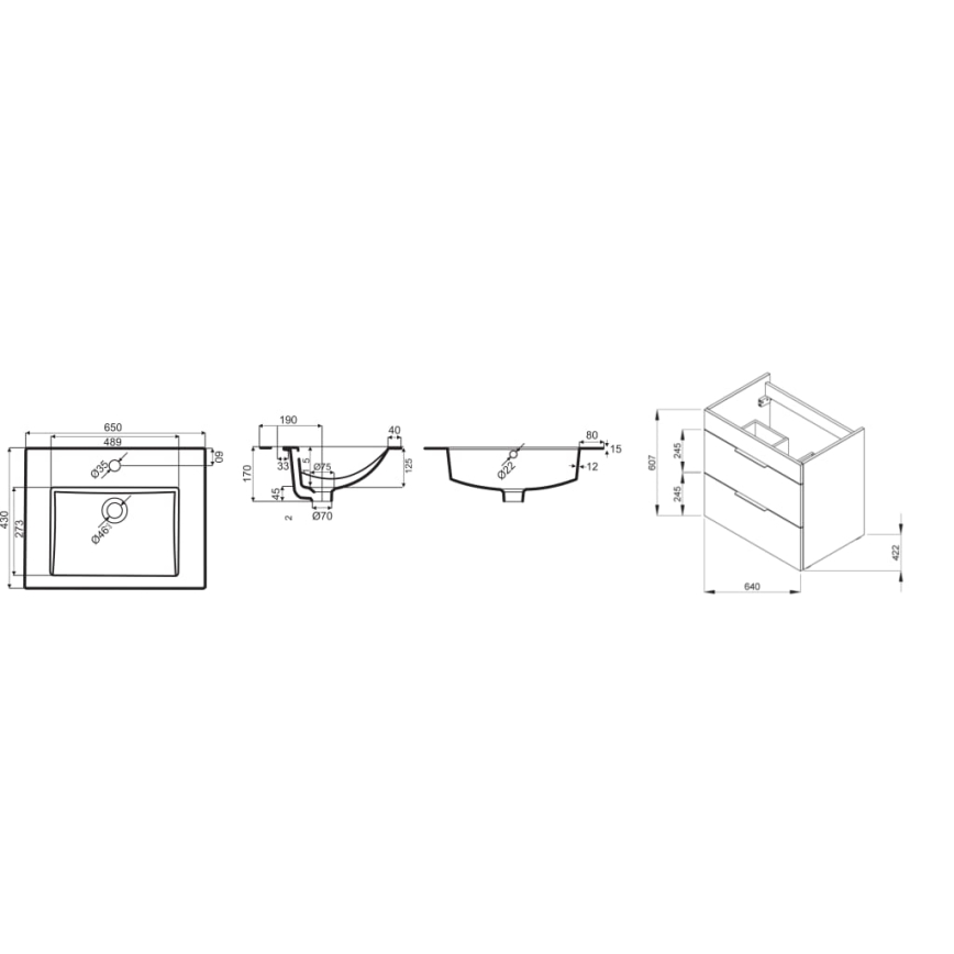 JIKA H4536021765141 - Meuble de salle de bains avec vasque CUBE 60,7x65 cm frêne
