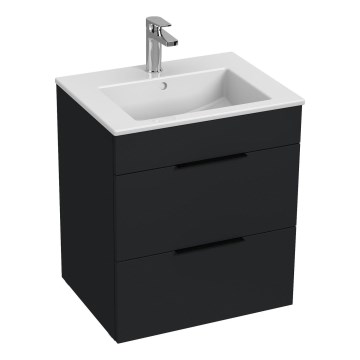 JIKA H4536121763521 - Meuble de salle de bain avec lavabo CUBE 60,7x55 cm noir