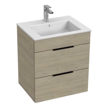 JIKA H4536121765141 - Meuble de salle de bain avec lavabo CUBE 60,7x55 cm frêne