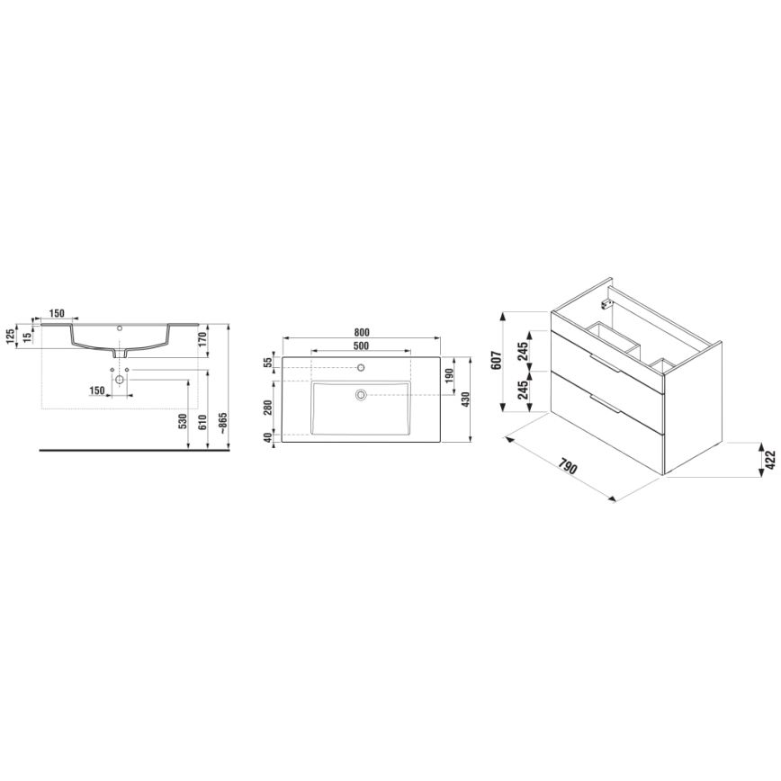 JIKA H4537621763001 - Badmeubel met wastafel CUBE 80 cm wit