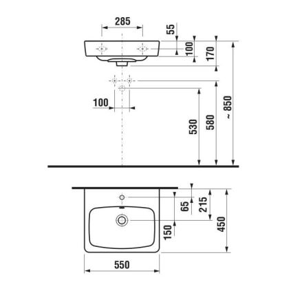 JIKA H8103810001041 - Vasque murale LYRA 55x45 cm céramique/blanc