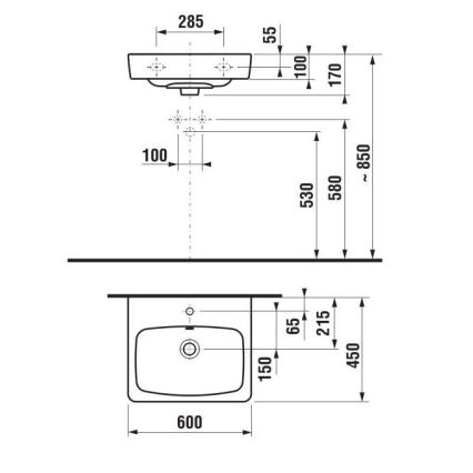 JIKA H8103820001041 - Wandgemonteerde wastafel LYRA 60x45 cm keramiek/wit