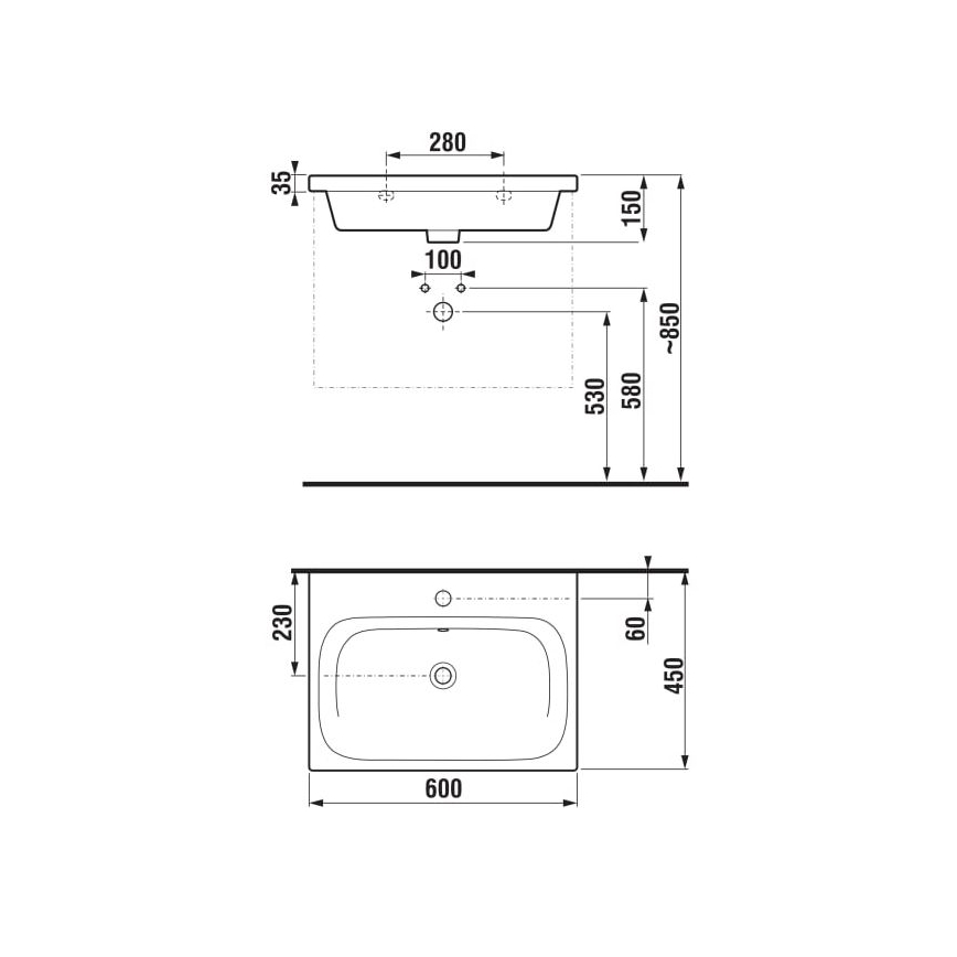 JIKA H8127130001041 - Wandgemonteerde wastafel MIO 60x45 cm keramiek/wit