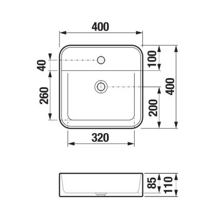 JIKA H8183610001111 - Opbouwwastafel ASTRA 40x40 cm keramiek/wit