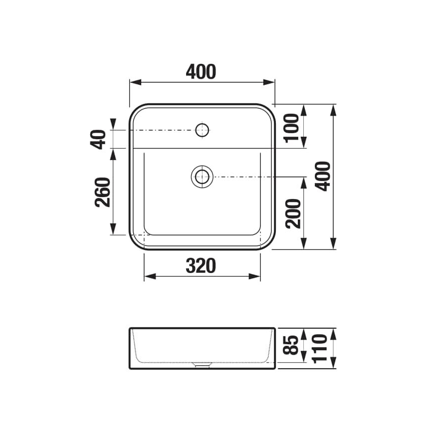 JIKA H8183610001111 - Opbouwwastafel ASTRA 40x40 cm keramiek/wit