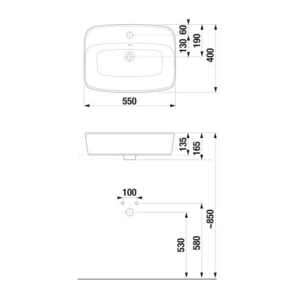 JIKA H8183827571041 - Vasque à poser LYRA 55x40 cm céramique/blanc mat