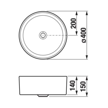 JIKA H8184207161121 - Aanrecht wastafel CUBITO diameter 40 cm keramiek/mat zwart