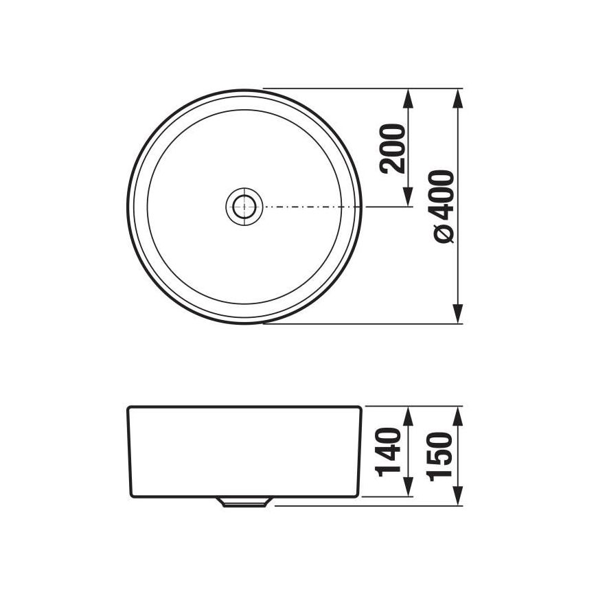 JIKA H8184207161121 - Aanrecht wastafel CUBITO diameter 40 cm keramiek/mat zwart